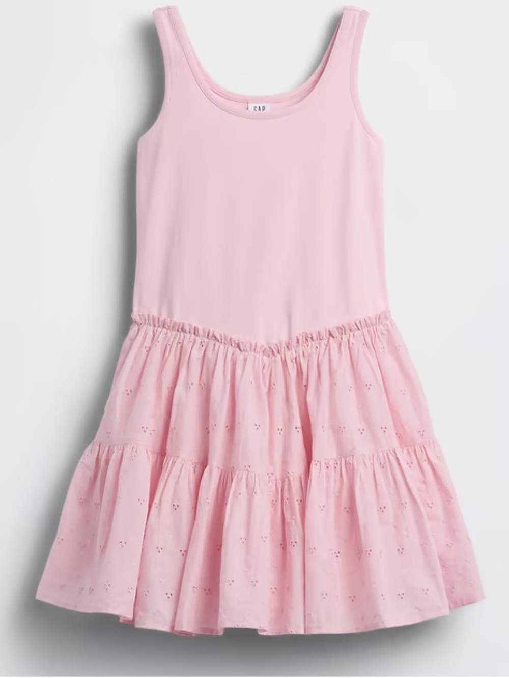 GAP - Girls Mixed Media Tiered Tank Dress (LG-pink)
